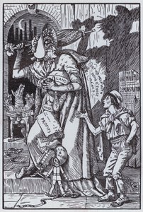 Paní Grundyová se vyděsila svým vlastním stínem (litho) od Walter Crane