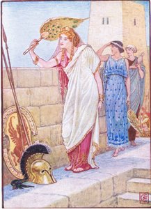 Často stála na zdech Tróje, ilustrace z Příběhu Řecka, 30. léta od Walter Crane