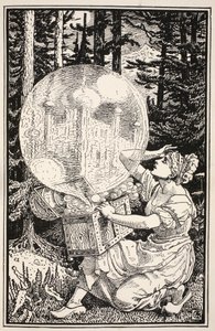 Vyšla skleněná kopule podobná mýdlové bublině, která se vznesla do vzduchu, ilustrace z knihy "Mrs Burton Harrison