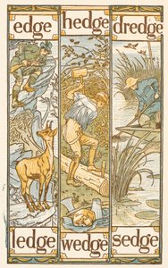 Rýmovaná slova končící na písmeno E. The Golden primer. od Walter Crane