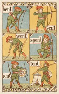 Rýmovaná slova končící na písmeno T. Chlapec s lukem a šípem. Zlatý základ. od Walter Crane