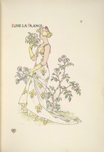 Rose La France. Mladá žena vonící kytici květin od Walter Crane