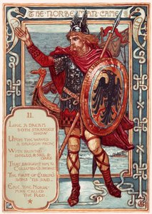 Norseman. Od: Columbias Courtship: Obrazová historie Spojených států, 1893 od Walter Crane