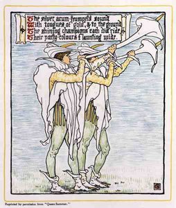 Trubači s liliemi, od Queen Summer od Walter Crane