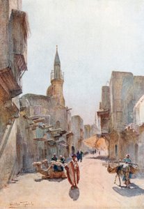 Ulice poblíž Citadely, Káhira (barevná litografie)