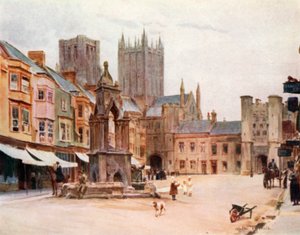 The Market Place, Wells (barevné lito) od Walter Frederick Roofe Tyndale