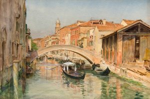 Stará loděnice na Rio del Ognissanti, Benátky (akvarel) od Walter Frederick Roofe Tyndale