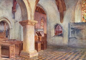 Wessex: Kostel v Bere Regis (barevná litografie) od Walter Frederick Roofe Tyndale