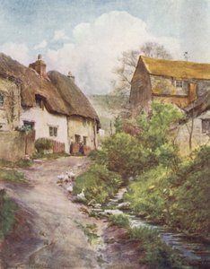 Wessex: Mlýnské domky v Sutton Poyntz u Weymouthu (barevná litografie) od Walter Frederick Roofe Tyndale