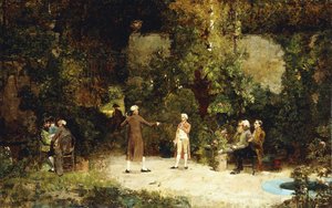 Lekce šermu, kolem roku 1879 (olej na plátně)