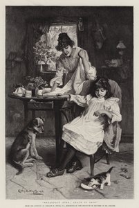 Breakfast Over, Grace is Said (rytina) od Walter Granville Smith