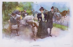 Velikonoční ráno: žena se promenáduje se svým psem (barva lito) od Walter Granville Smith