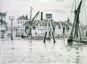 Chelsea Dock (inkoust na papíře) od Walter Greaves