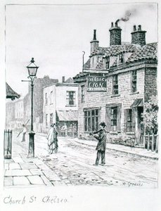 Church Street, Chelsea (inkoust na papíře) od Walter Greaves