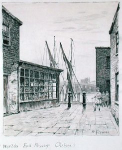 Worlds End Passage, Chelsea (inkoust na papíře) od Walter Greaves