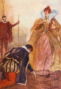 Ilustrace k filmu Kenilworth od Sira Waltera Scotta (barevná litografie)