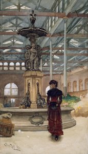 Stará tržnice a fontána, Birmingham, 1880