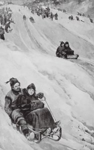 Sáňkařský svah v Kanadě (litografie) od Walter Paget
