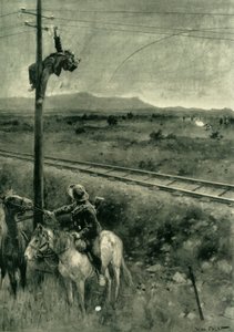 „Búrové přistiženi při přeřezávání telegrafních drátů“, 1902 od Walter Paget
