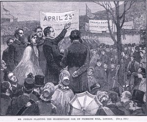 Pan Phelps zasadil Shakespearův dub na Primrose Hill, Londýn 1864 našeho letopočtu od Walter Paget