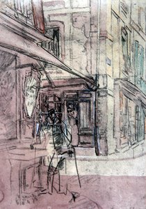Obchod v Dieppe, kolem roku 1907 (inkoust, barevný pastel a akvarel na papíře) od Walter Richard Sickert