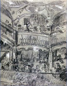 La Gaite Montparnasse, kolem roku 1907 (křída na papíře) od Walter Richard Sickert