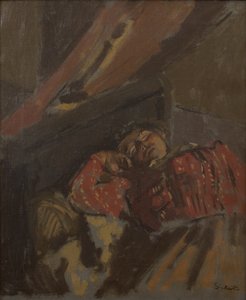 Červená vzorovaná halena, asi 1907 (olej na plátně) od Walter Richard Sickert