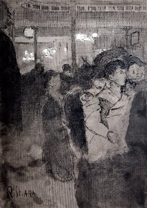 The Old Bedford (pero, inkoust a mytí na palubě) od Walter Richard Sickert