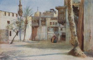Nádvoří poblíž Tentmakers Bazaar, Cairo color litho od Walter Spencer Stanhope Tyrwhitt