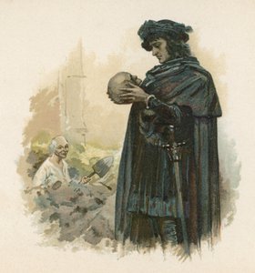 Hamlet s lebkou Yoricka (chromolitho)