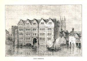 Cold Harbour. Medieval Mansion House North Bank of Thames nad London Bridge, 1894