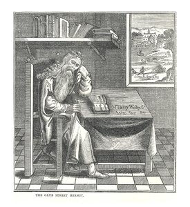Poustevník z Grub Street. Z obrázku publikovaného Richardsonem, 1878