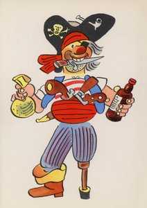 Čísla z dětských knih: John Silver (barevná litografie) od Walter Trier