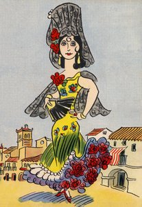 Bláznivé kostýmy Waltera Triera: Španělsko (barevná litografie) od Walter Trier