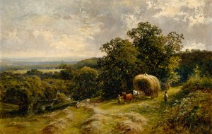 Carting Hay poblíž Brockham, Surrey od Walter Wallor Caffyn