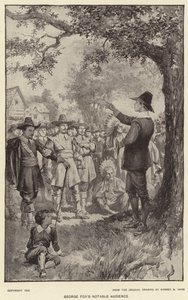 Pozoruhodné publikum George Foxe (litho) od Warren B. Davis