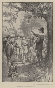 Pozoruhodné publikum George Foxe (litho) od Warren B. Davis