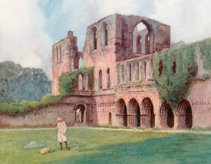 The Cloisters, Furness Abbey (barevná litografie) od Warwick (after) Goble