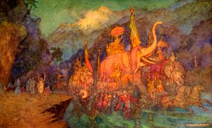 „Návrat hrdinů zabitých v bitvě“, 1913. od Warwick Goble