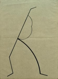 Analytická kresba založená na fotografiích tančící Palucca, rovné linie směřující vzhůru na základě jednoduchých křivek od Wassily Kandinsky