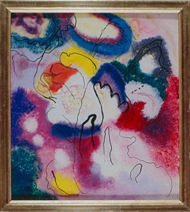 Skleněný obraz s červenou skvrnou od Wassily Kandinsky