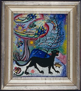 Fantasy pták a černý panter od Wassily Kandinsky