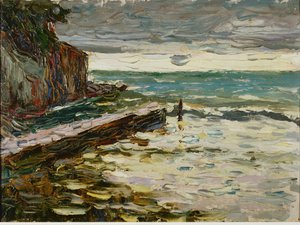 Rozbouřené moře. Olej na kartonu/ (malba na plátně) od Wassily Kandinsky