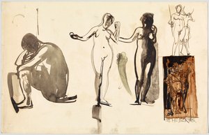 Ženské akty a sv. Hubertus, verso: Ženské akty od Wassily Kandinsky