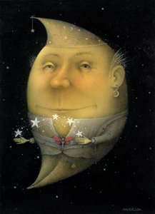 Žonglující půlměsíc (tužka a pastelky na papíře) (pár 150068) od Wayne Anderson