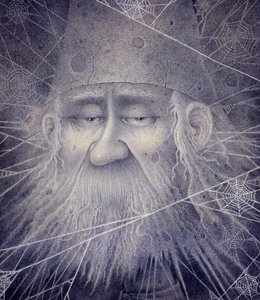 Merlin proměněný v kámen, 2000 (kombinovaná technika) od Wayne Anderson