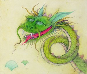 Drak s modrýma ušima, 2000 (kombinovaná technika) od Wayne Anderson