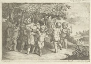 Chlapci, kteří tvoří hudbu a tančí, nosí bakchant od Wenceslaus Hollar (rejected attribution)
