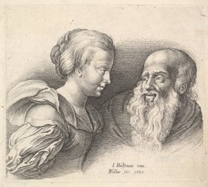 Starý muž a dívka, po Hulsman, 1635. od Wenceslaus Hollar