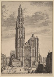 Antverpská katedrála od Wenceslaus Hollar